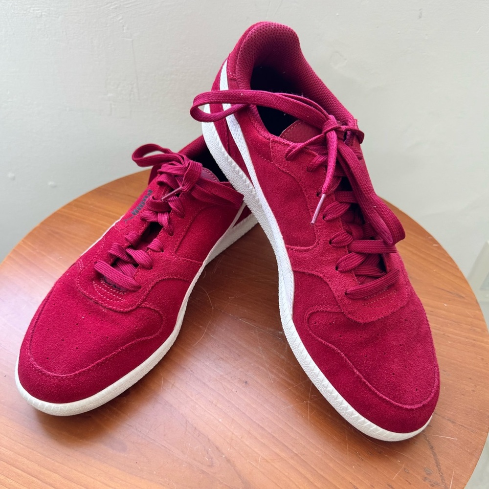 Puma Red Suede Leather Men Sneakers, size 10.